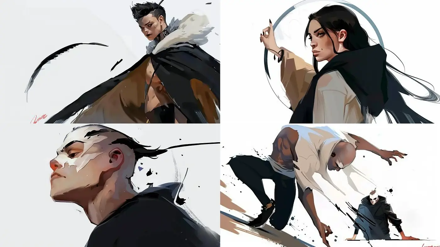 Dynamic Brushstroke Action Portraiture - Midjourney sref style