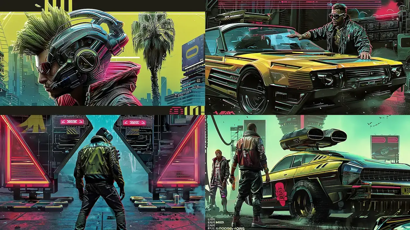 Futuristic Neon Noir with Cyberpunk Elements - Midjourney sref style