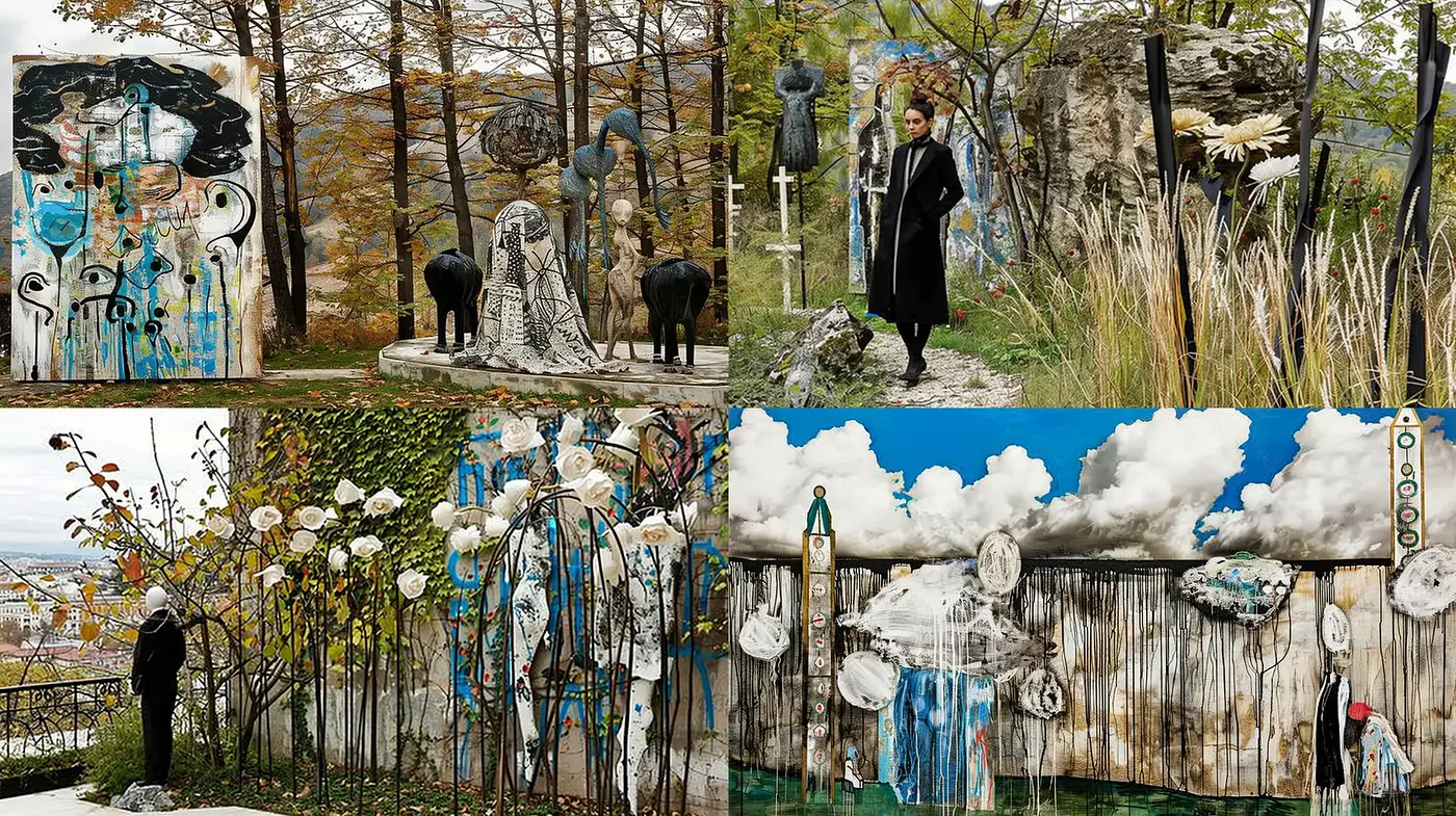 Whimsical Botanical Collage with Surreal Overtones - Midjourney sref style