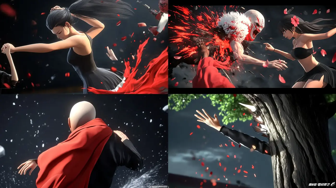 Dynamic Elegance and Intensity in Monochromatic Cinematic Art - Midjourney sref style
