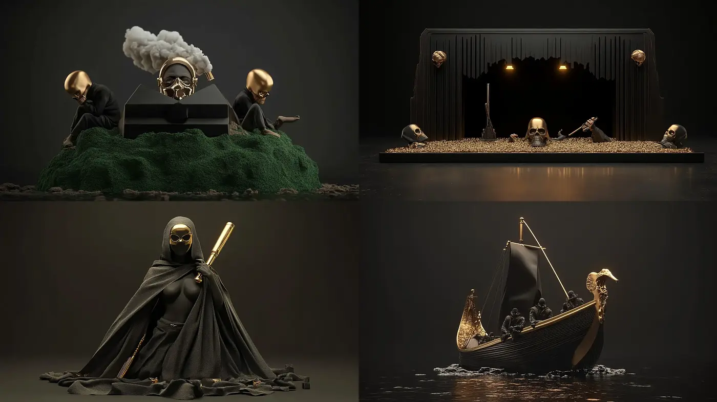 Mystique of the Ephemeral: A Study in Dark Tones and Surrealism - Midjourney sref style