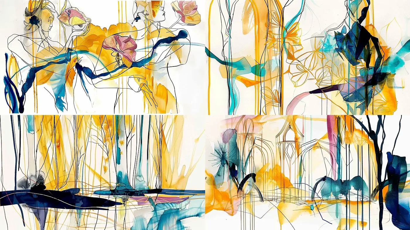 Abstract Expressionist Fluidity With A Contemporary Watercolor Essence - Midjourney sref style