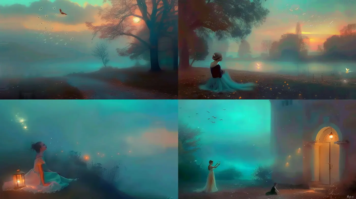 Ethereal Twilight Dreamscapes with a Luminous Glow - Midjourney sref style