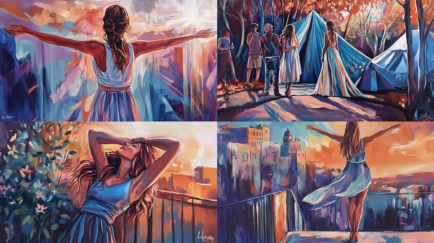 Sunset Serenade: A Harmonious Fusion of Warm Hues and Expressive Brushwork - Midjourney sref style