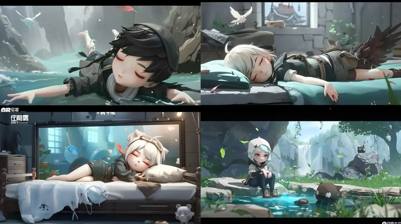 Serene Fantasy Repose with Anime Influences and Ethereal Palette - Midjourney sref style