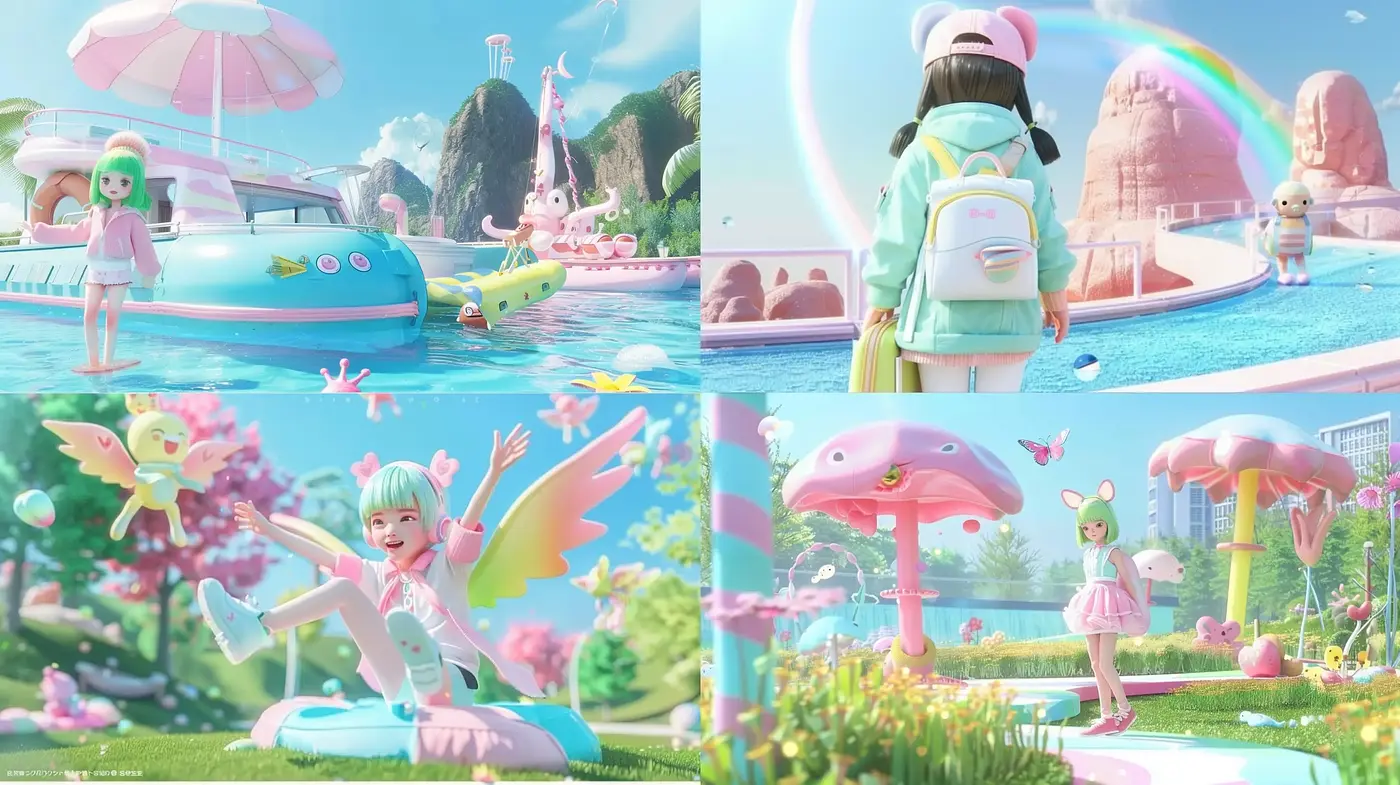 Surreal Pastel Dreamscape: A Serene Blend of Whimsy and Contemporary Fantasy - Midjourney sref style