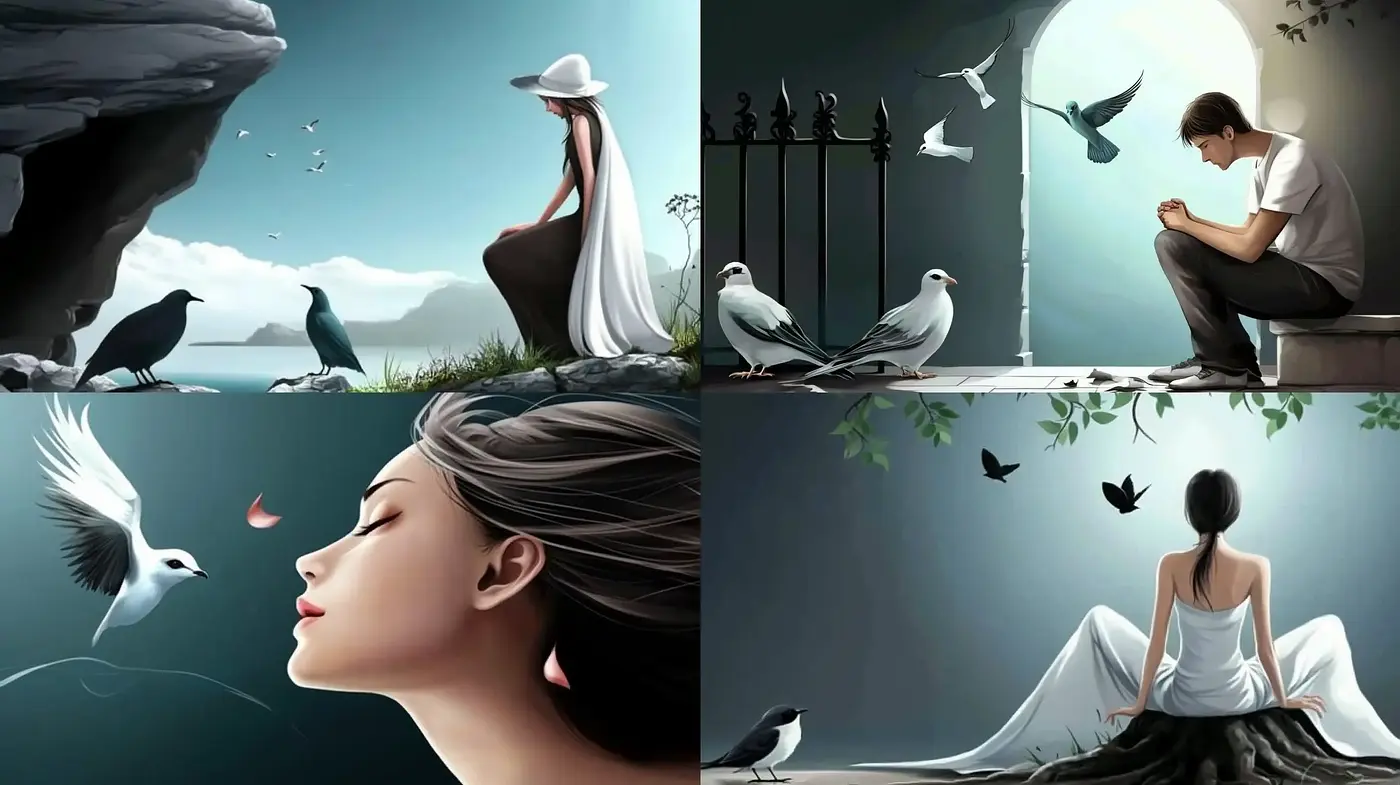 Serene Elegance in Monochromatic Shades - Midjourney sref style
