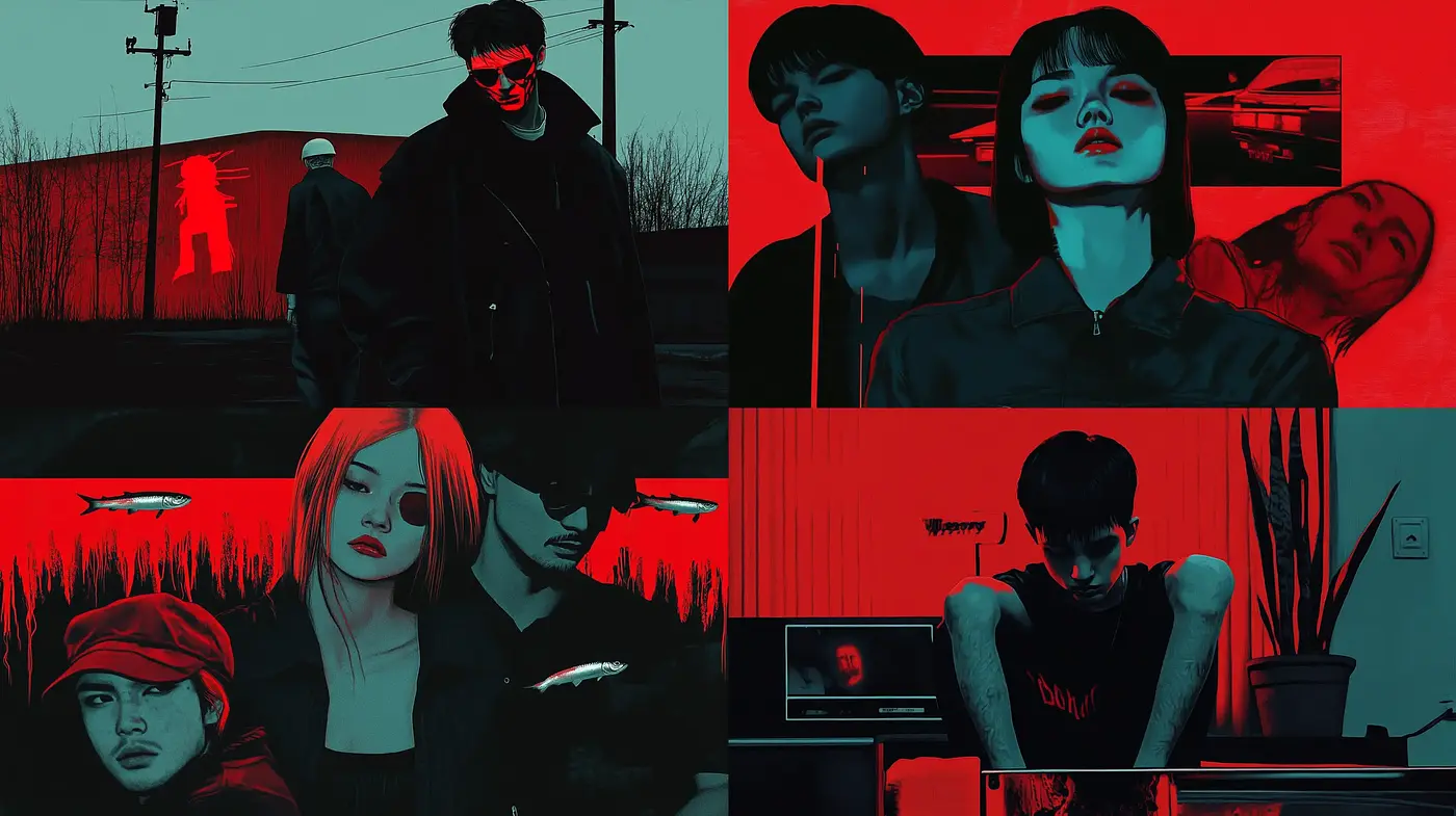 Crimson Noir Cinematic Expression - Midjourney sref style
