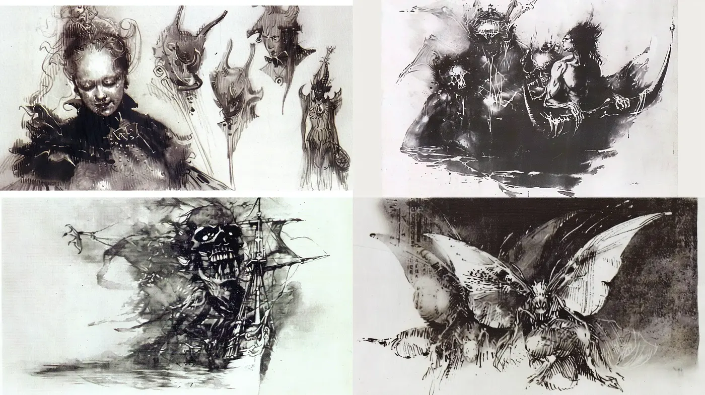 Ethereal Monochromatic Whispers of a Surreal Dreamscape - Midjourney sref style