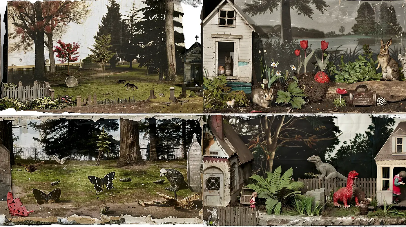 Rustic Pastoral Imaginings with a Surrealist Touch - Midjourney sref style