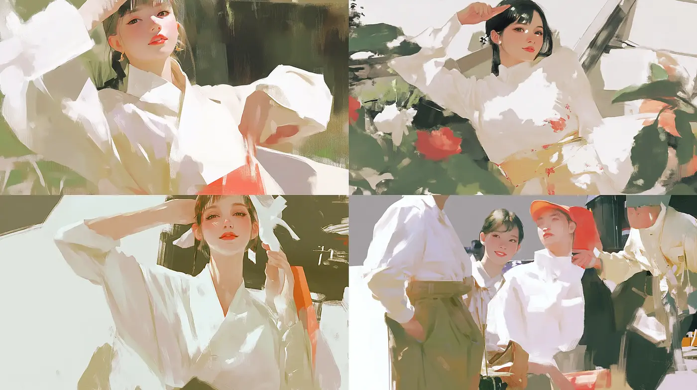 Contemporary Brushstroke Elegance with a Harmonious Natural Palette - Midjourney sref style
