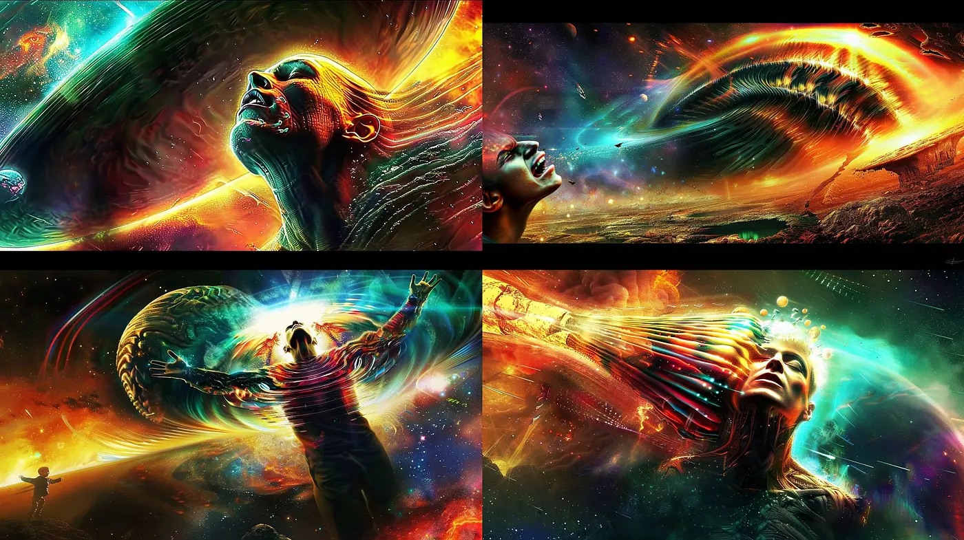 Cosmic Synthesis: An Otherworldly Fusion of Human and Universe - Midjourney sref style