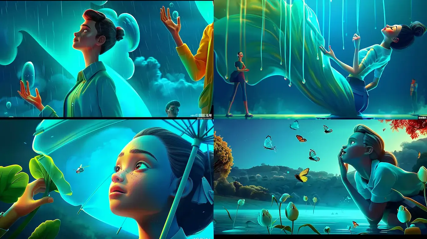 Dreamlike Illustrations with Surreal Elements and Vibrant Colors - Midjourney sref style