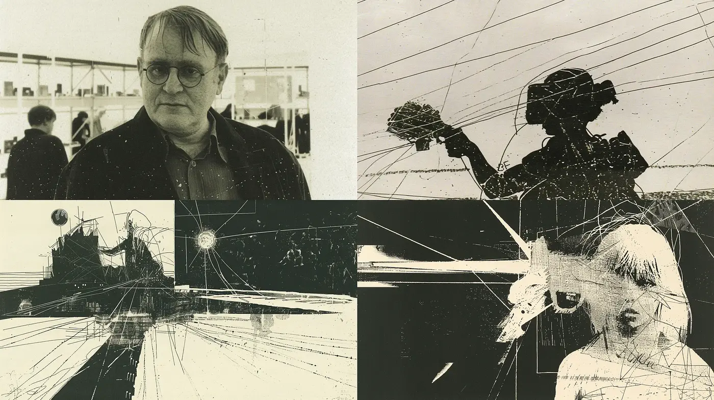Monochromatic Abstract Expressionism with Dynamic Sketch Lines - Midjourney sref style