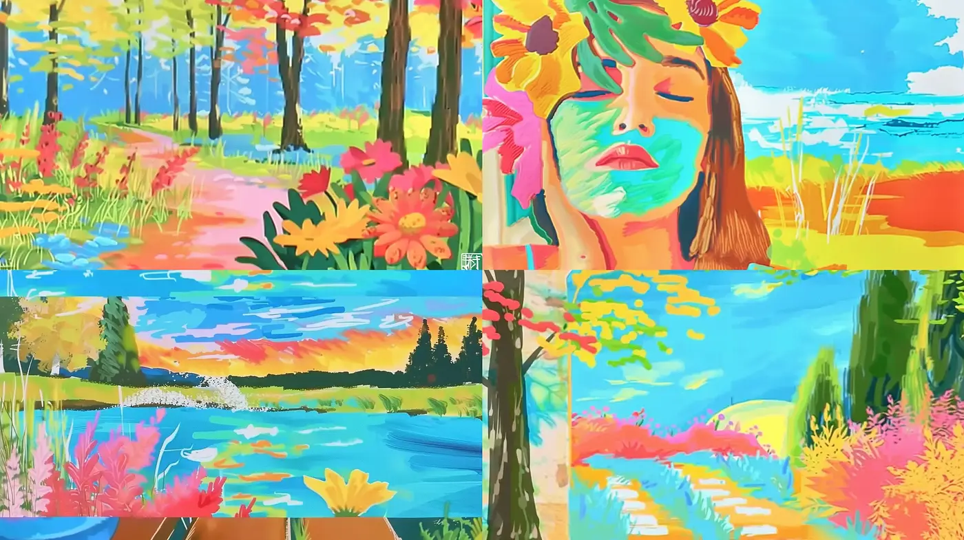 Lush Expressionist Reverie with Pastoral and Serene Vibrancy - Midjourney sref style