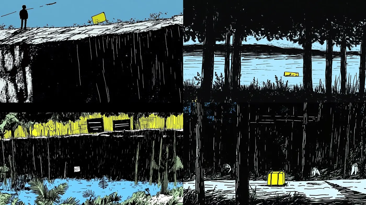 Nocturnal Hues and Stark Contrasts: A Graphic Novel's Visual Essence - Midjourney sref style