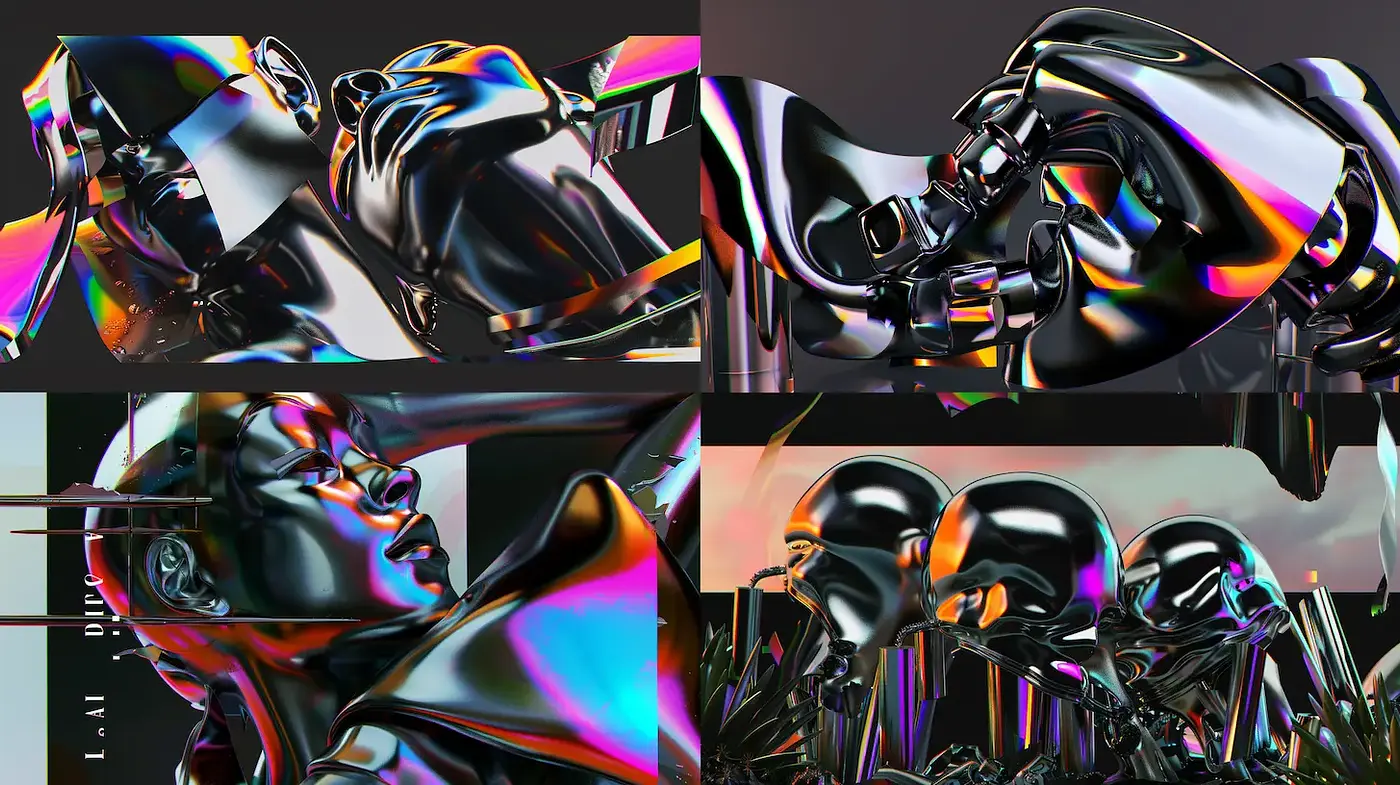Futuristic and Reflective Abstract Art with Technological Influences - Midjourney sref style