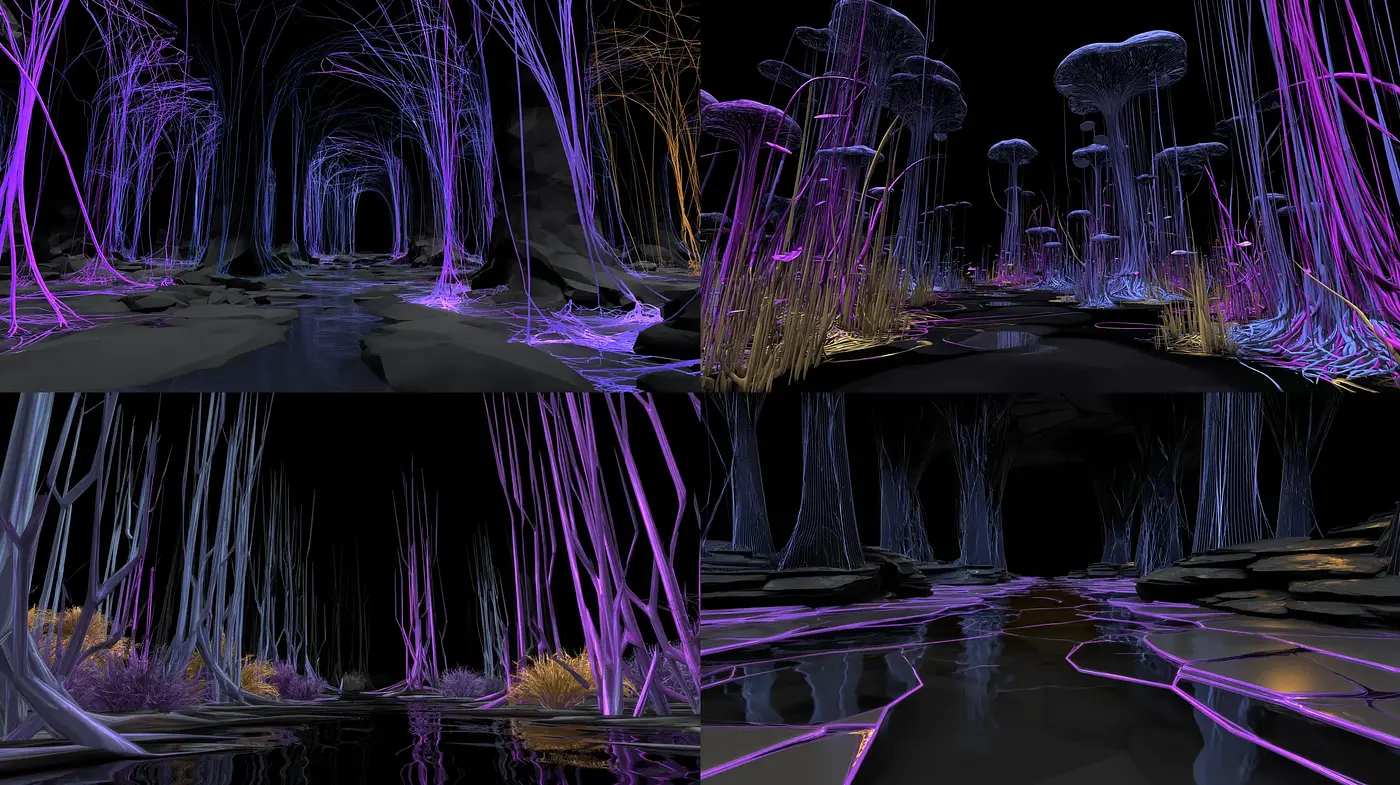 Surreal, luminous environments with ethereal detailing - Midjourney sref style