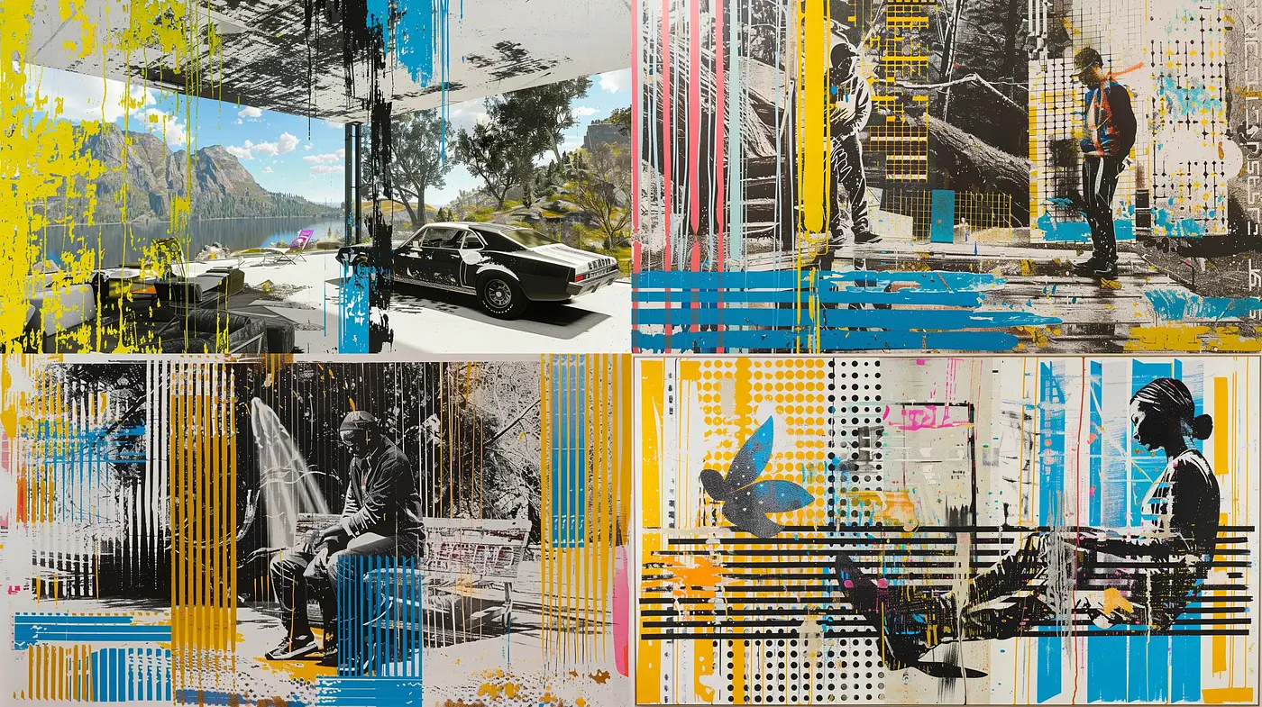 Abstract Expressionist Fusion with Pop Art Overtones - Midjourney sref style
