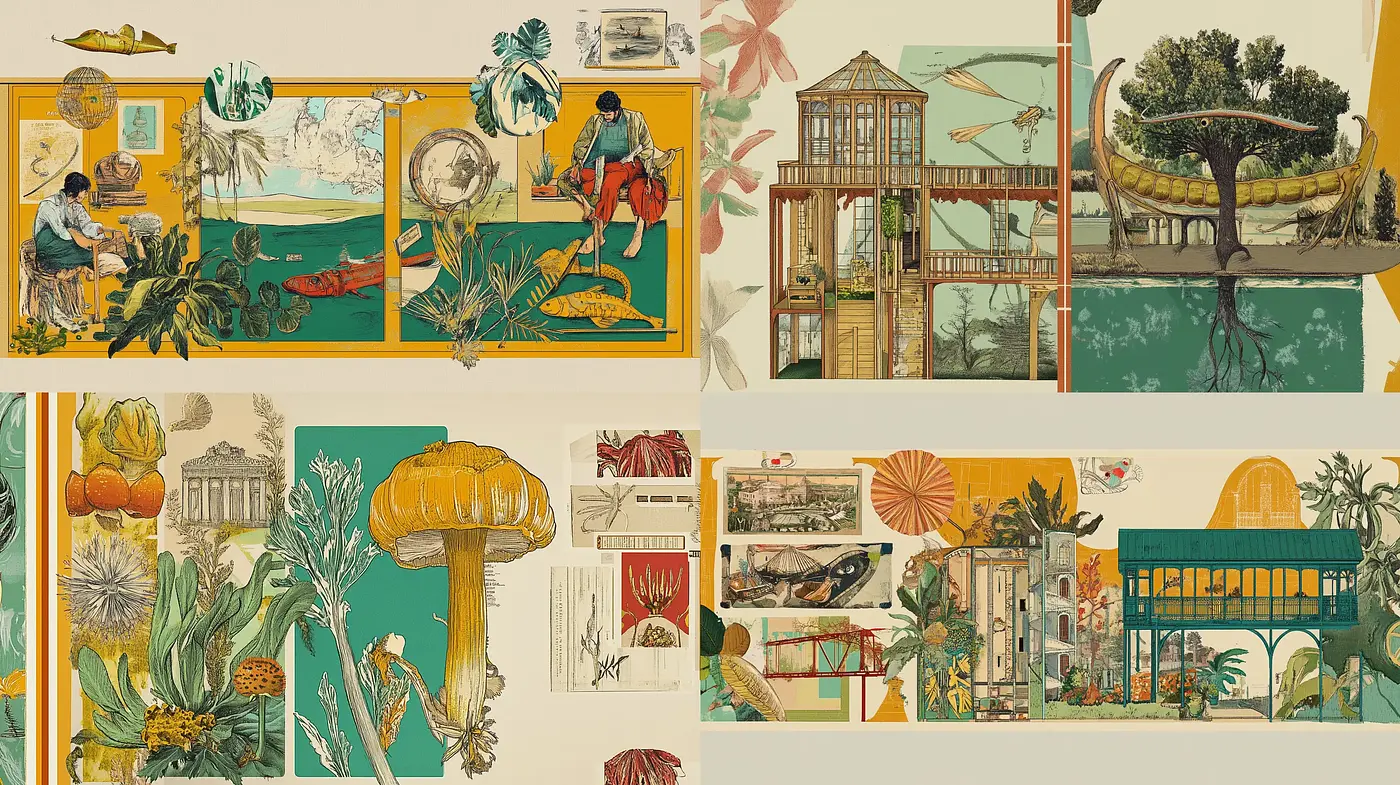 Eclectic Botanical Narrative in Earthy Hues - Midjourney sref style