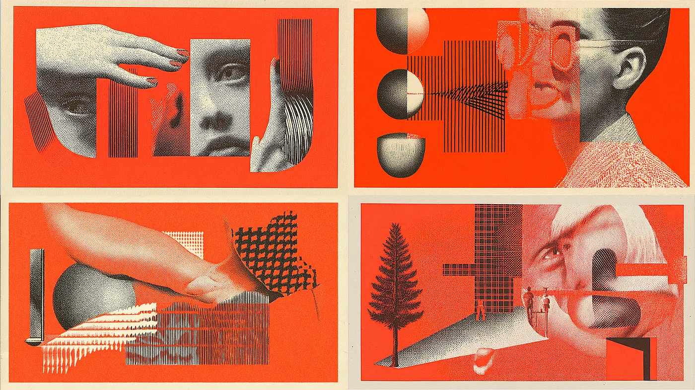 Intricate and Dynamic Collage Style with a Vibrant Color Approach - Midjourney sref style