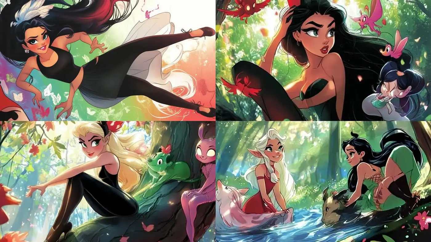 Enchanted Brushstrokes of Dynamic Fantasy Artistry - Midjourney sref style