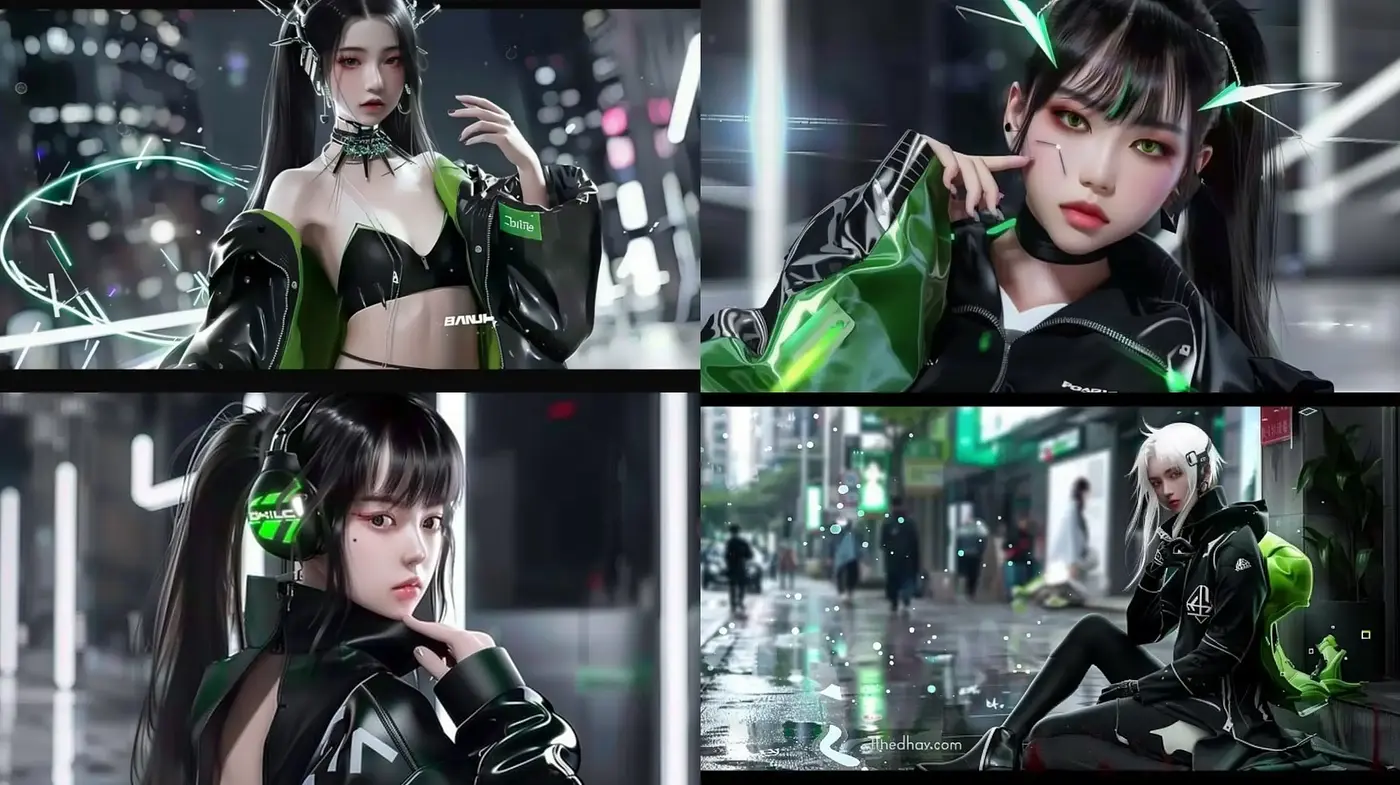Futuristic Neon Noir Fashion Fusion - Midjourney sref style
