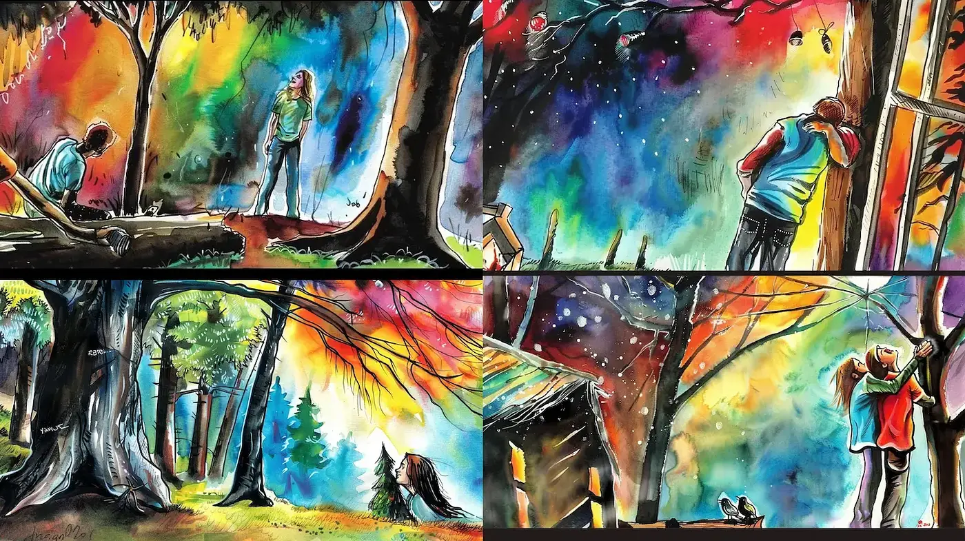 Whimsical and Vibrant Storybook Aesthetic with Dreamlike Qualities - Midjourney sref style