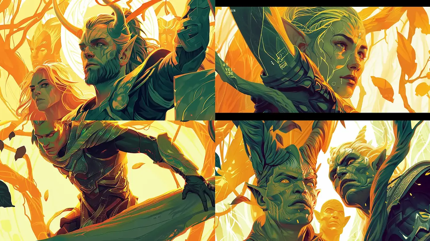 Vibrant and Ethereal Fantasy Artwork with Organic Elements - Midjourney sref style