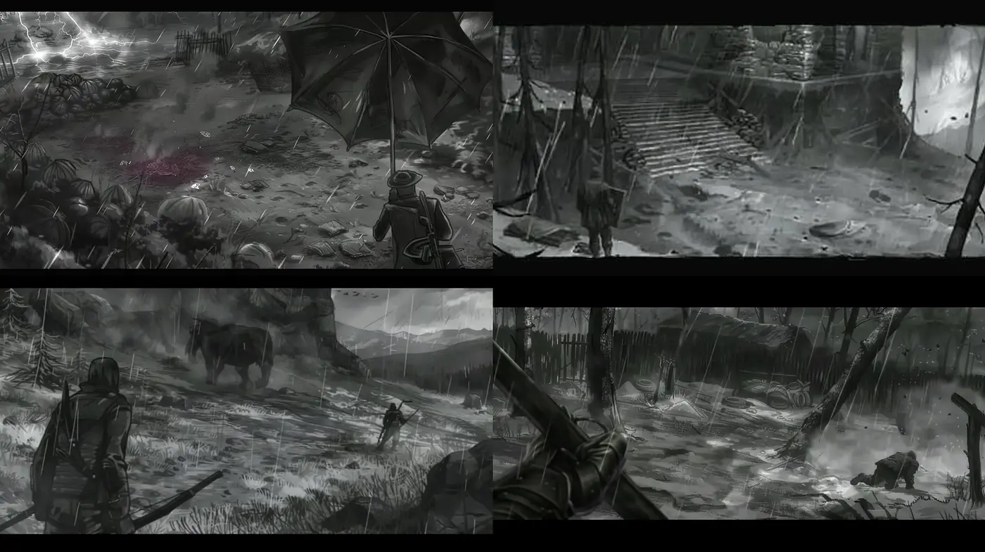 Monochromatic Visions of an Ethereal Wilderness - Midjourney sref style