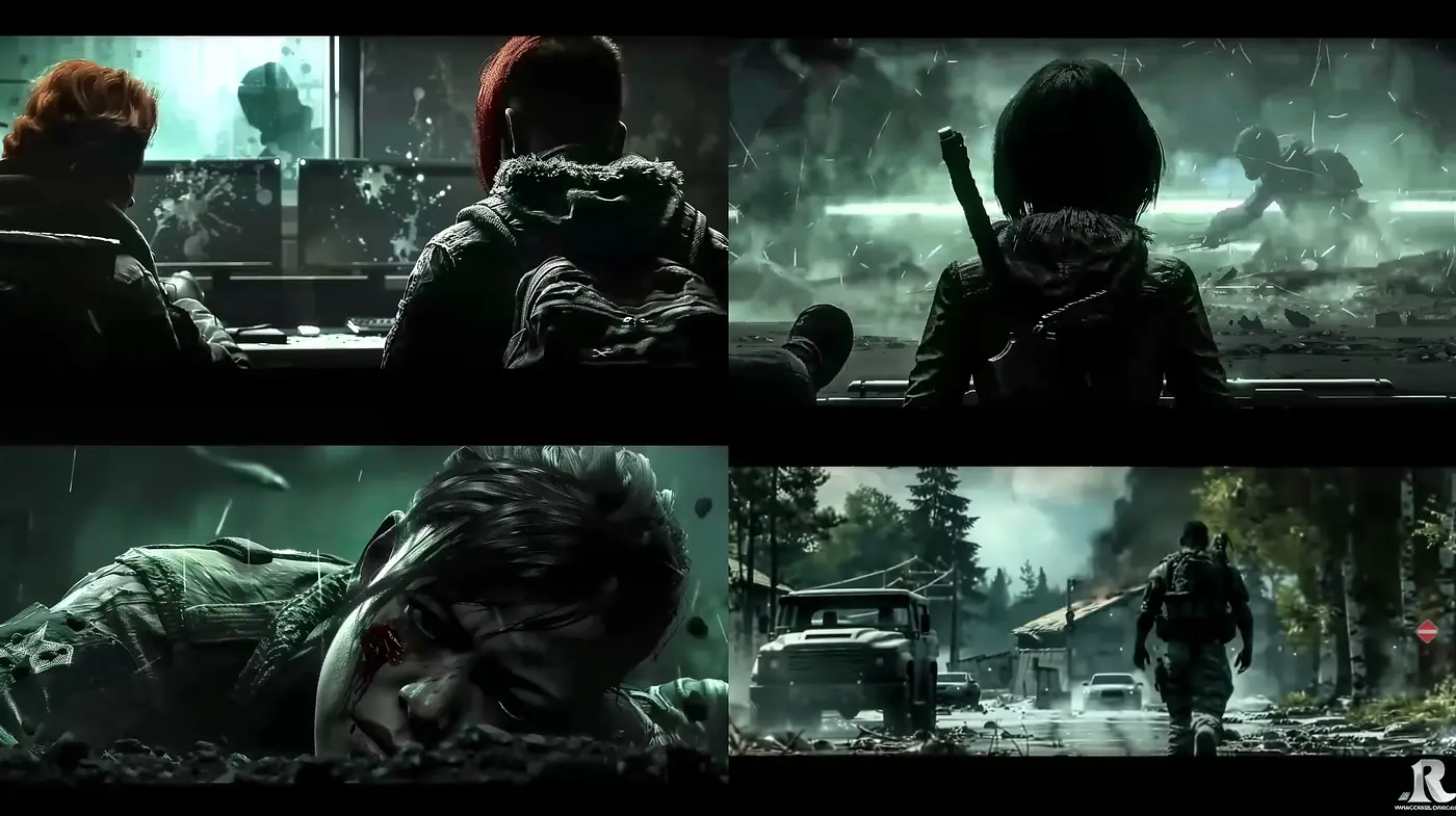 Dark Cinematic Visuals with a Graphic Novel Flair and Moody Tones - Midjourney sref style