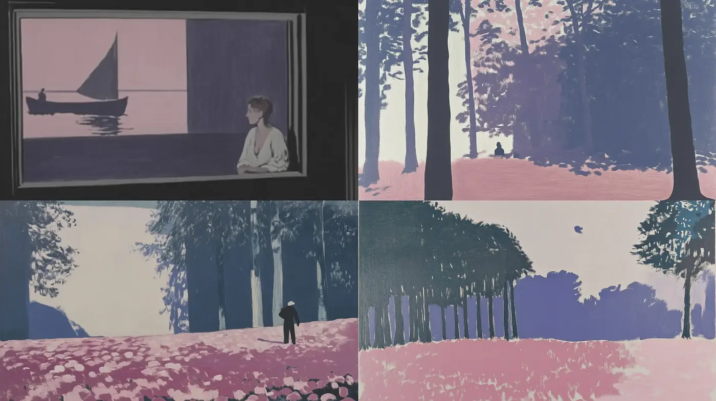 Twilight Serenity in Stylized Pastel Vignettes - Midjourney sref style