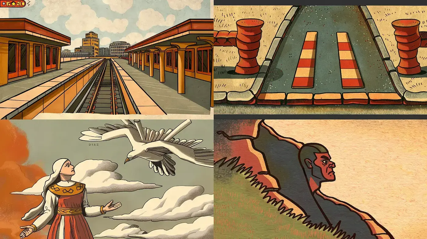Consistent Vintage Artistic Style with a Nostalgic and Whimsical Influence - Midjourney sref style