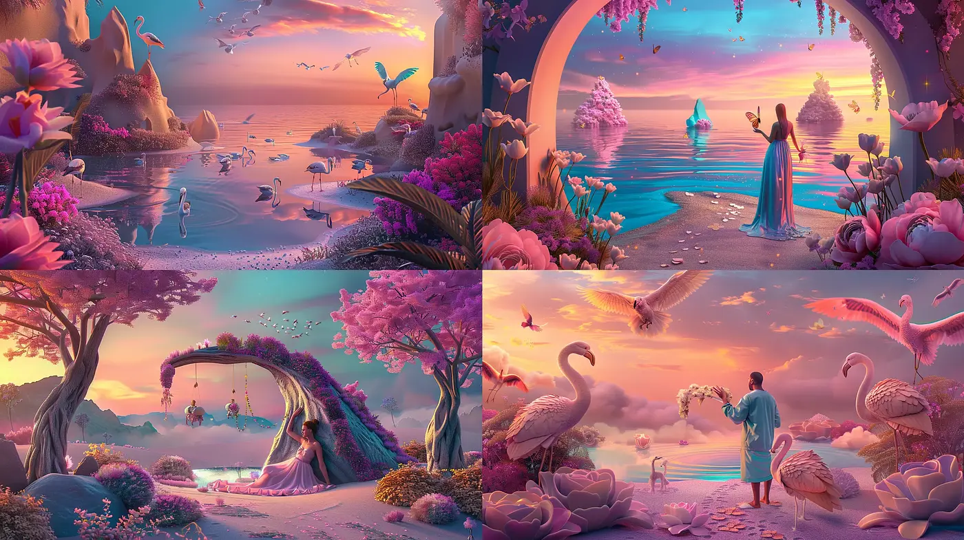 Ethereal Twilight: A Dreamlike Fusion of Surrealism and Fantastical Landscapes - Midjourney sref style