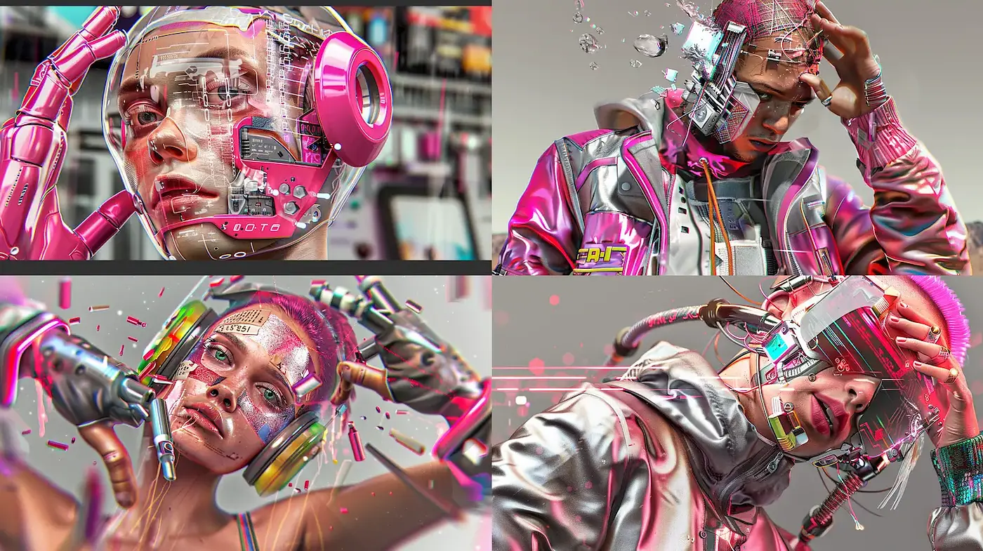Futuristic Cyberpunk Aesthetic with Retro Influences - Midjourney sref style