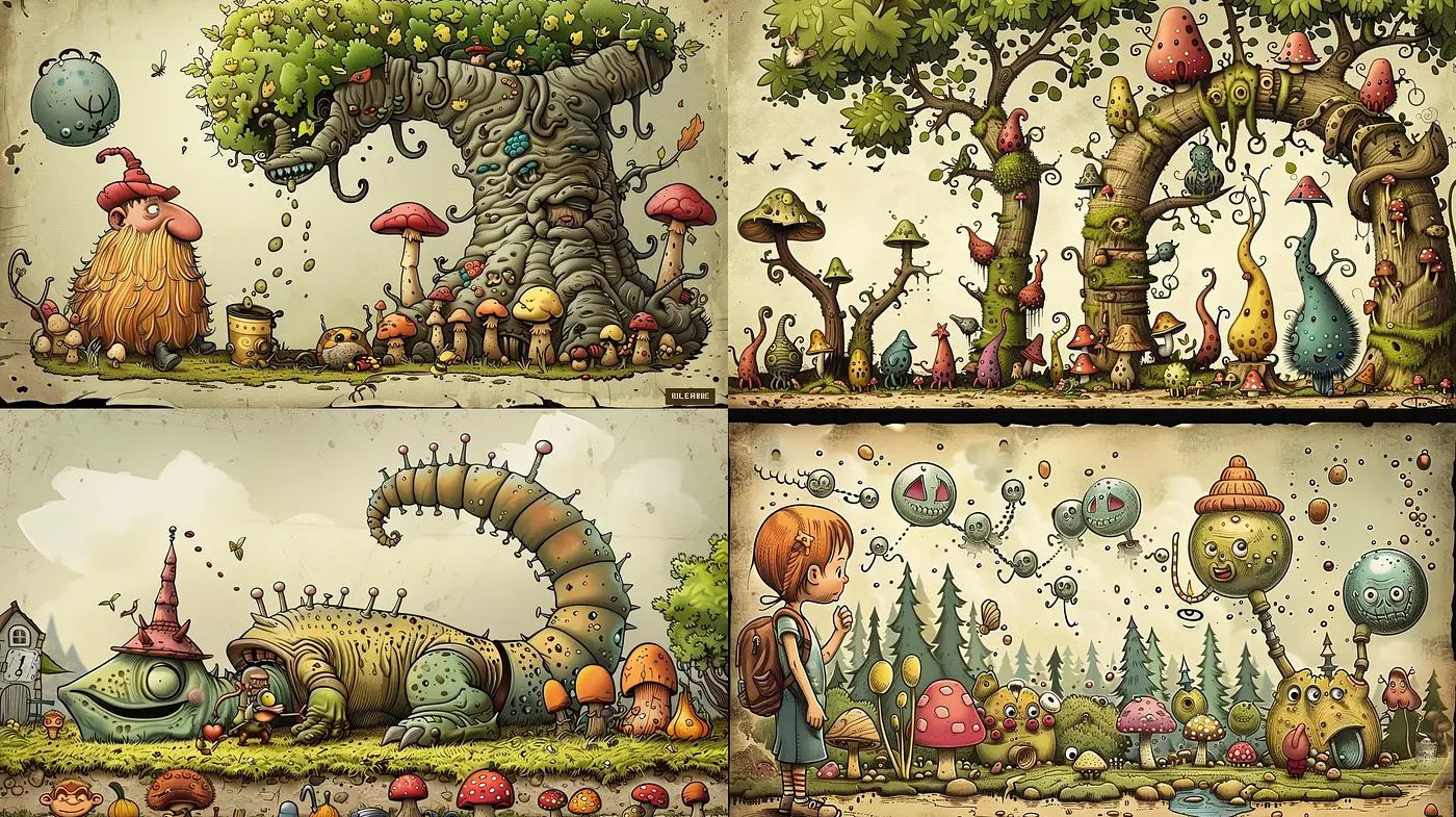 Whimsical Fantasy: A Homage to Surreal Storybook Illustrations - Midjourney sref style