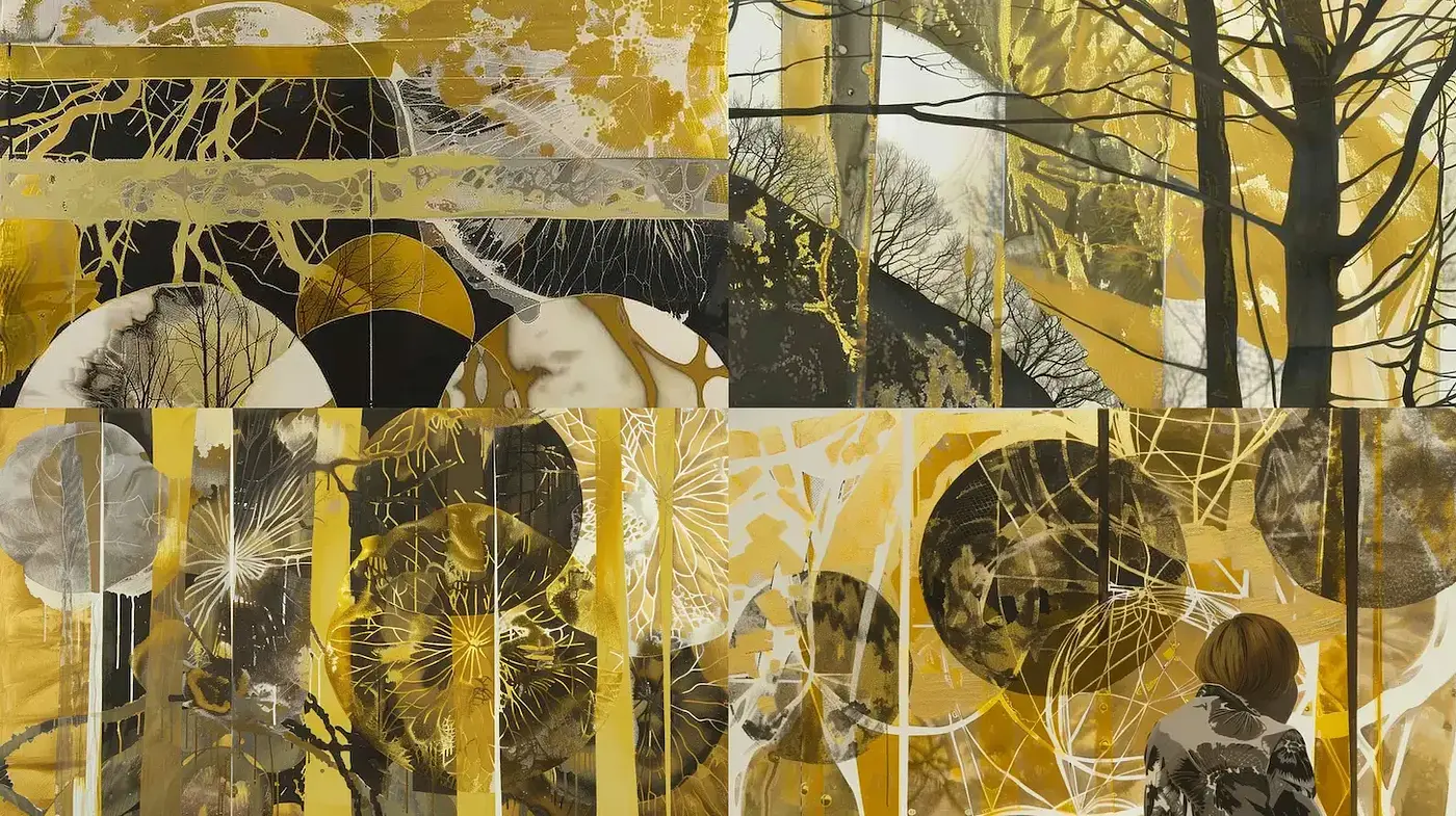 Dynamic Synthesis of Nature and Abstraction in Warm Hues - Midjourney sref style