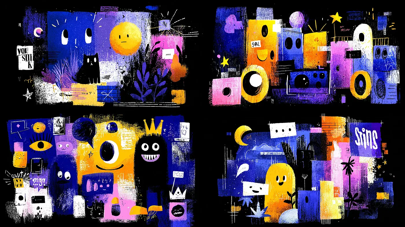 Vibrant, Playful, and Whimsical Abstract Illustrations - Midjourney sref style