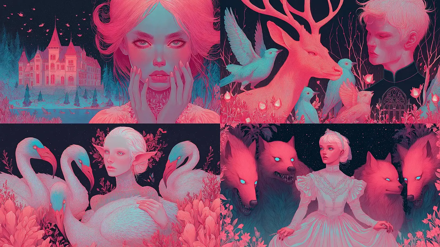 Dreamlike Illustrations Blending Fantasy with Ethereal Elements - Midjourney sref style