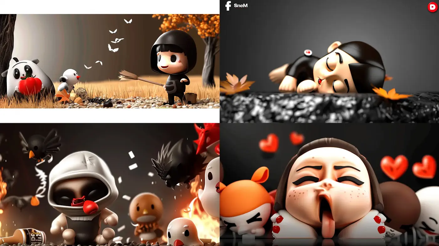 Playful Chibi Characters with a Heartwarming Autumn Palette - Midjourney sref style