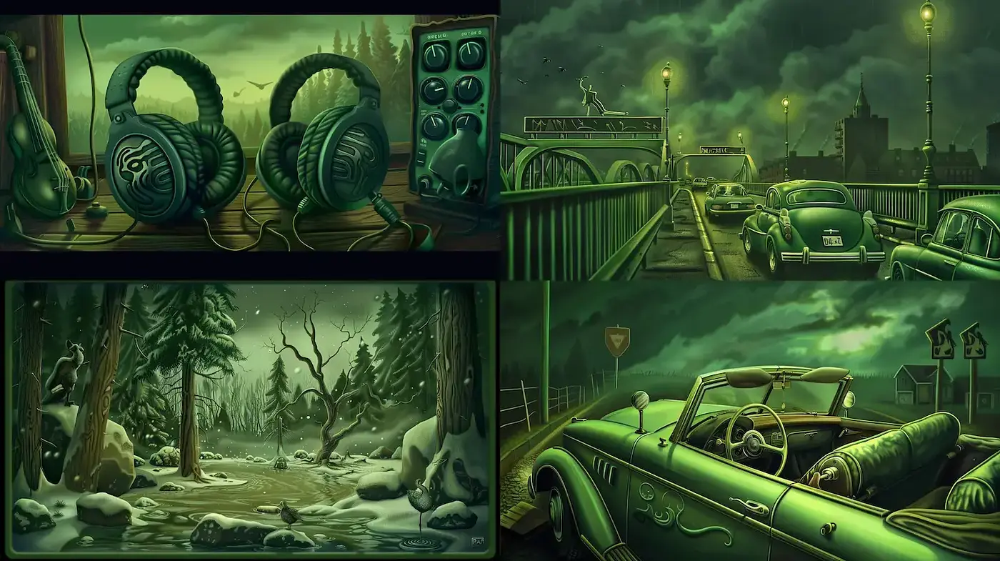 Nocturnal Hues with a Surrealist Undertone - Midjourney sref style