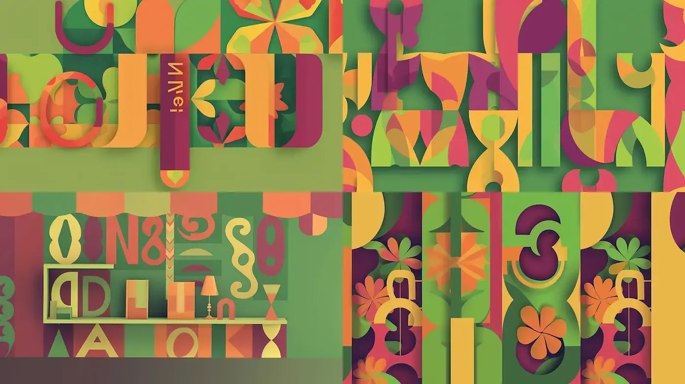 Vibrant Playful Collage with Geometric Shapes and Organic Forms - Midjourney sref style