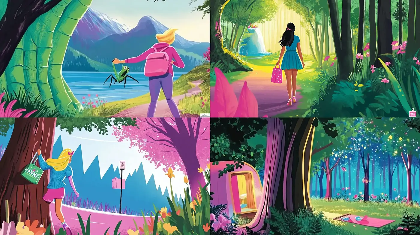 Enchanted Storybook Woodlands in Vivid Hues - Midjourney sref style