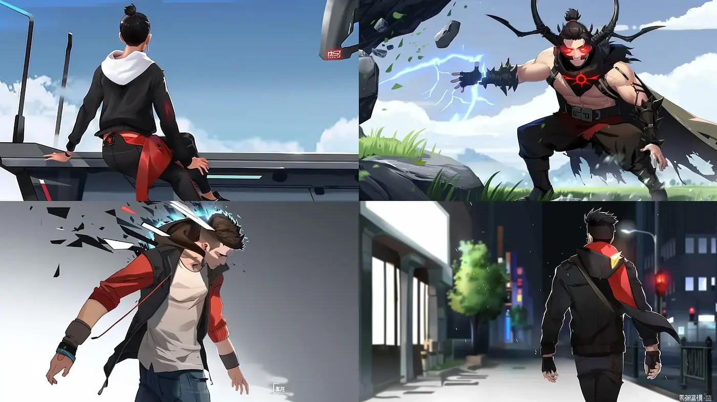 Futuristic and Dynamic Action Art with Urban Elements - Midjourney sref style