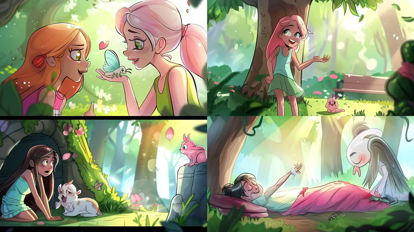 Enchanted Forest Whimsy: A Narrative in Pastel Hues and Fairy-Tale Warmth - Midjourney sref style