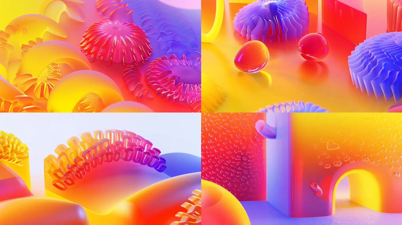 Surreal Gradient Dreamscape with Soft Geometries - Midjourney sref style