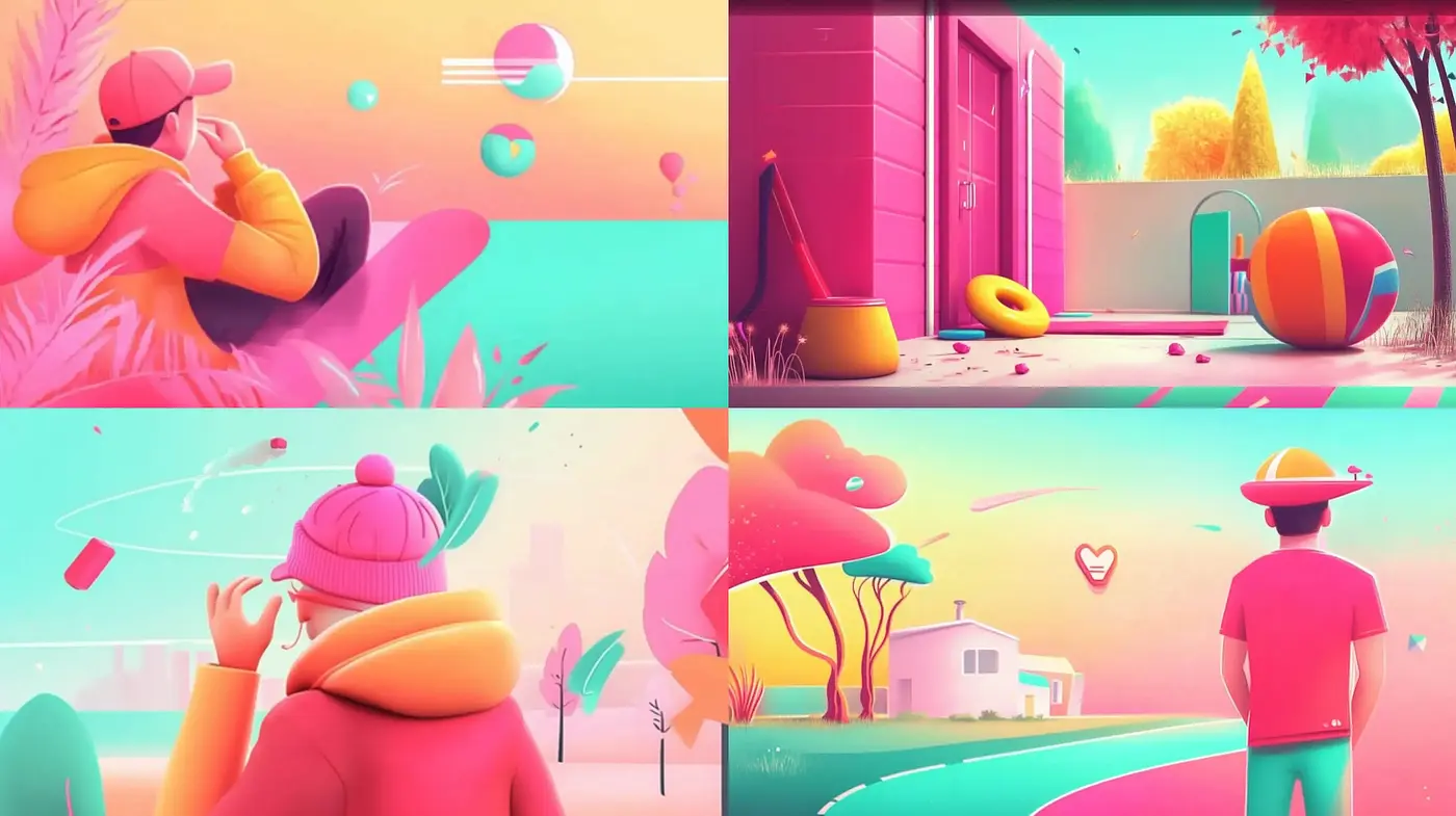 Surreal Pastel Dreamscape: A Serene Journey in Vivid Tones - Midjourney sref style