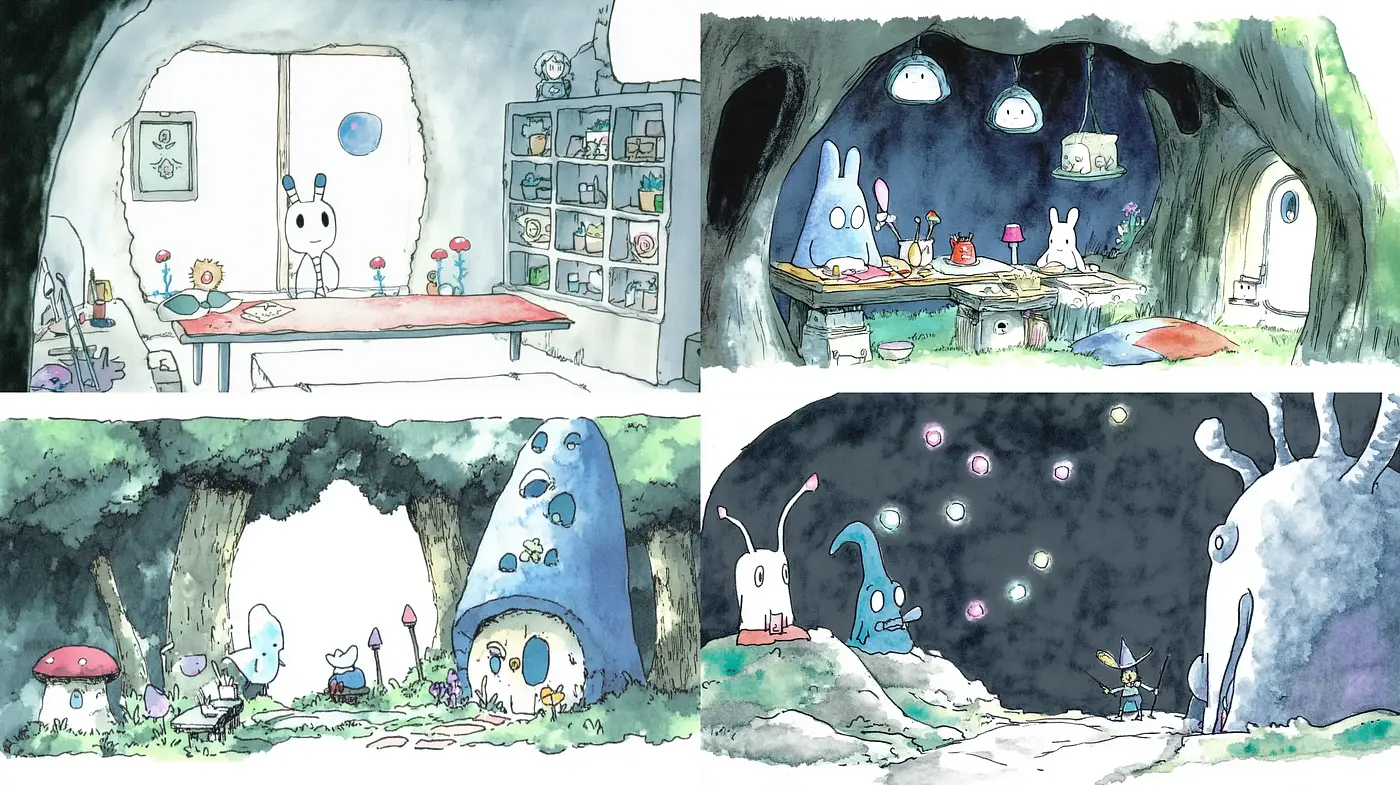 Whimsical Watercolor Reverie with Storybook Charm - Midjourney sref style