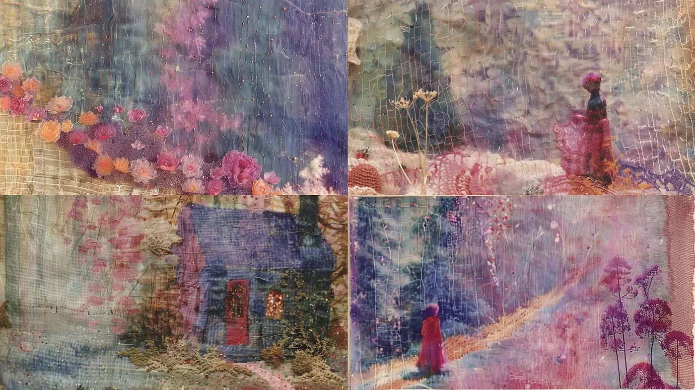 Whimsical Pastel Tapestry: A Textured Blend of Impressionism and Dreamlike Serenity - Midjourney sref style