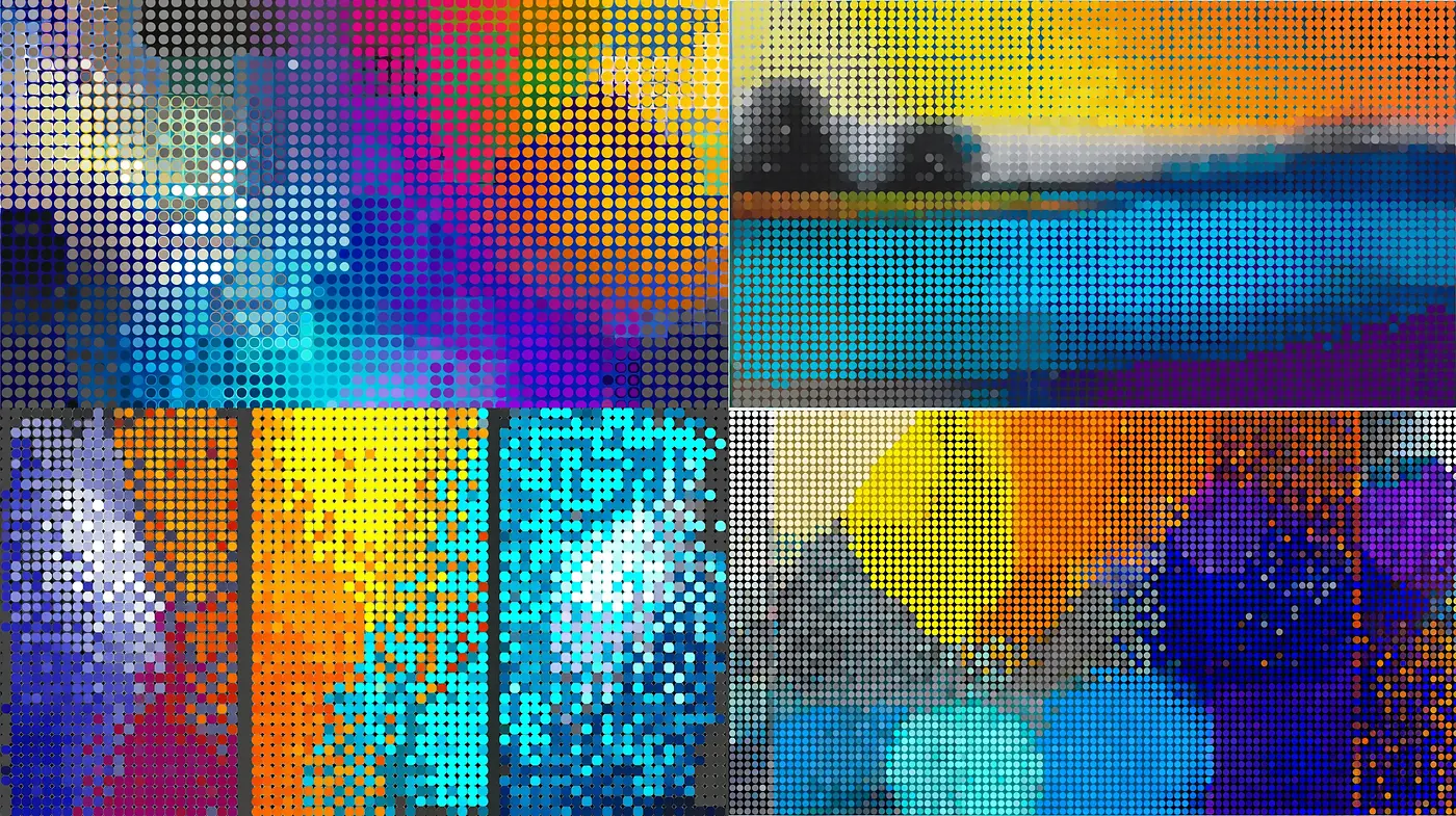 Vibrant Pop Art Style with Multicolored Textures and Abstract Shapes - Midjourney sref style